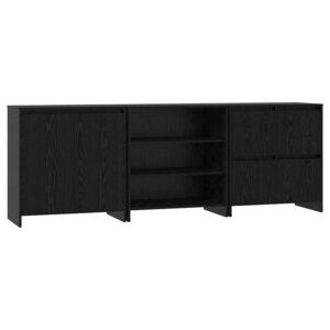 vidaXL Buffet 3 Pièces Chêne noir 70 x 41 x 75 cm Bois d'ingénierie