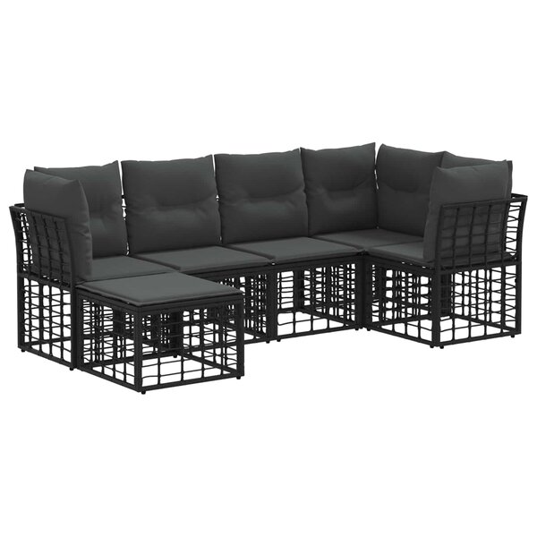 vidaXL Ensemble de canapés d'extérieur Noir Polyester