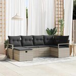 vidaXL Ensemble de canapé de jardin 6 Pièces Gris clair Poly rotin