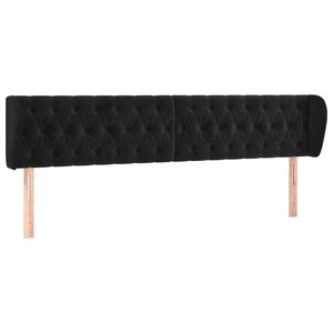 vidaXL Tête de lit avec oreilles Noir 203x23x78/88 cm Velours