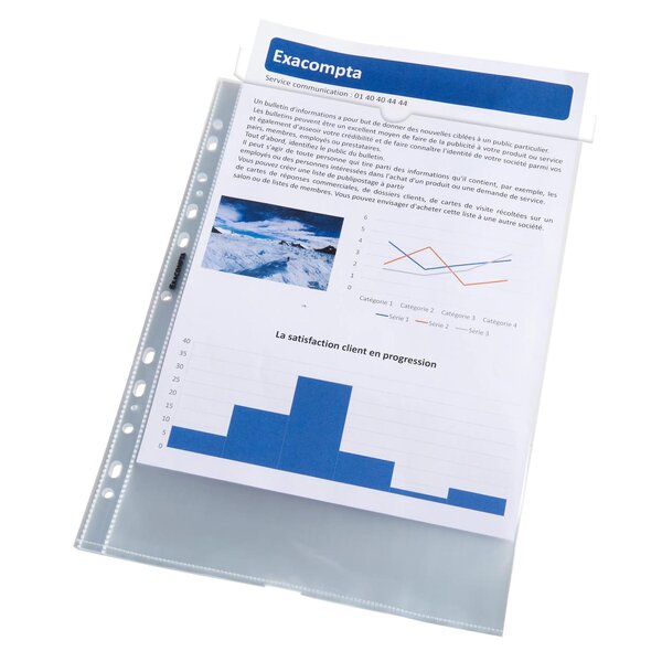 Bloc 50 Pochettes Perforées Pp Lisse Quick Doc - A4 - Cristal - X 20 - Exacompta