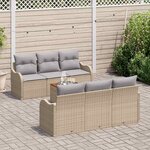vidaXL Ensemble de canapé de jardin 7 Pièces Beige Poly rotin