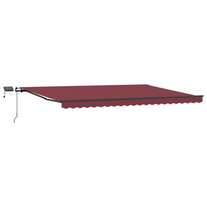 vidaXL Auvent manuel rétractable avec LED bordeaux 500x300 cm