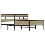 vidaXL Cadre de lit en métal sans matelas chêne sonoma 183x213 cm