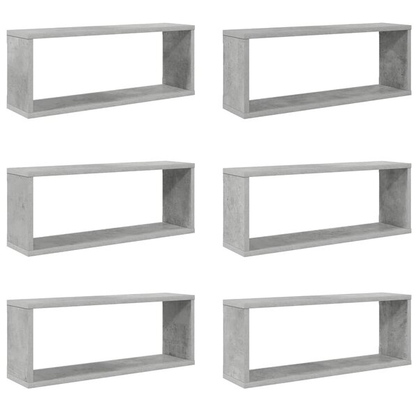 vidaXL Étagères murales cube 6 Pièces Gris béton Bois d’ingénierie