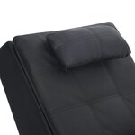 vidaXL Chaise longue de massage avec oreiller Noir Similicuir