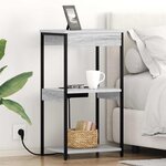 vidaXL Table de nuit avec station de chargement Sonoma gris