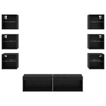 vidaXL Meuble TV avec des lumières à LED 8 Pièces Chêne noir Verre