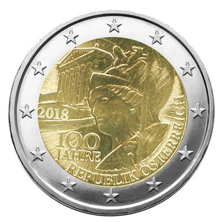 Monnaie 2 euros commémorative autriche 2018 - centenaire de la république