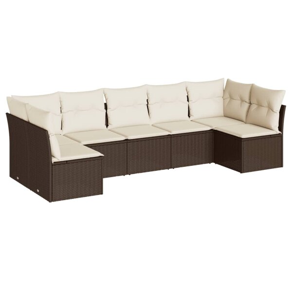 vidaXL Salon de jardin avec coussins 7 Pièces marron résine tressée