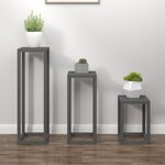 vidaXL Ensemble de supports pour plantes 3 Pièces Gris Bois de pin massif