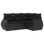 vidaXL Salon de jardin 4 Pièces avec coussins noir résine tressée