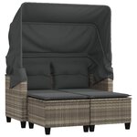 vidaXL Canapé de jardin 2 places et auvent tabourets gris clair rotin
