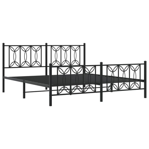 vidaXL Cadre de lit métal avec tête de lit/pied de lit noir 183x213 cm
