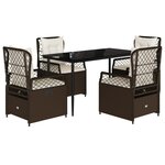 vidaXL Ensemble à manger de jardin 5 Pièces et coussins marron poly rotin