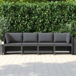 vidaXL Canapé de jardin à 4 places avec coussins Gris Résine tressée