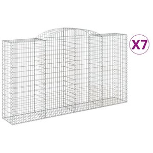 vidaXL Paniers à gabions arqués 7 Pièces 300x50x160/180 cm fer galvanisé