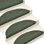 vidaXL Tapis autoadhésifs de marches 10 Pièces Vert 65x21x4 cm Aiguilleté