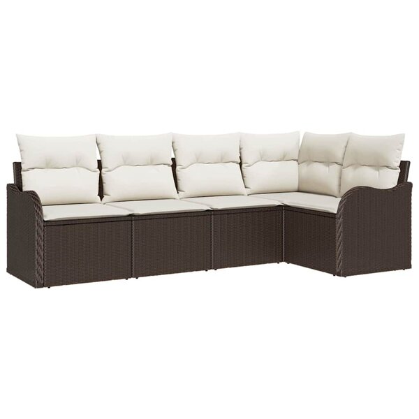 vidaXL Ensemble de canapé de jardin 5 Pièces Marron polyrotin