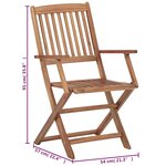 vidaXL Chaises pliables de jardin lot de 8 avec coussins Bois d'acacia