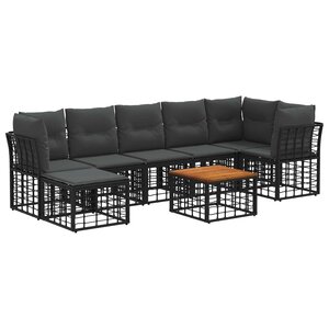 vidaXL Ensemble de canapés d'extérieur 8 pc Noir et Gris foncé