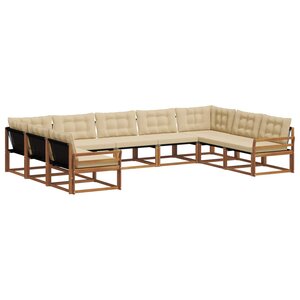 vidaXL Ensemble de canapés d'extérieur 9 pc Naturel et Beige