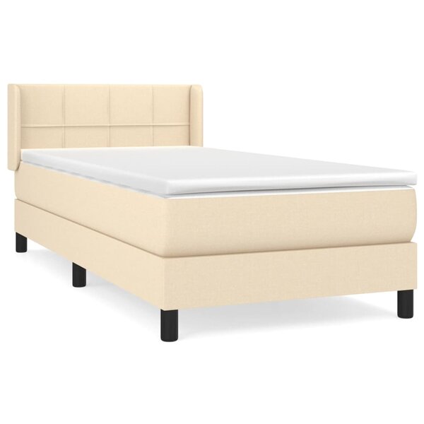 vidaXL Sommier à lattes de lit avec matelas Crème 100x200 cm Tissu