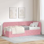 vidaXL Cadre de lit d'angle avec matelas Rose 80 x 200 cm Velours