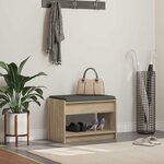 vidaXL Banc d'entrée avec coussin Chêne Sonoma 63 x 38 x 45 cm