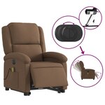 vidaXL Fauteuil inclinable de massage électrique Marron Tissu