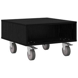 vidaXL Table d'appoint avec roues Chêne noir 50 5 x 50 x 30 cm