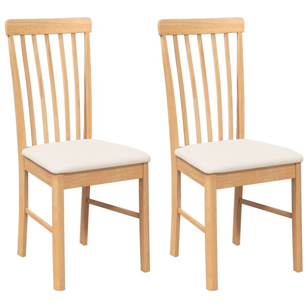 vidaXL Chaises à manger coussins 2 Pièces bois massif caoutchouc