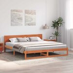 vidaXL Cadre de lit avec tête de lit Brun cire 200 x 200 cm Pin massif