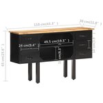 vidaXL Buffet 110x30x65 cm Bois de manguier massif brut et acier