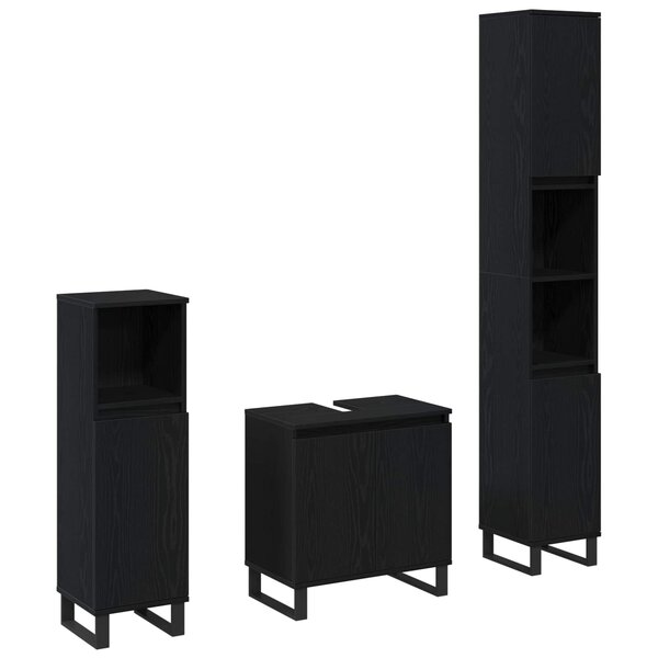 vidaXL Ensemble de mobilier de salle de bain 3 Pièces Chêne noir