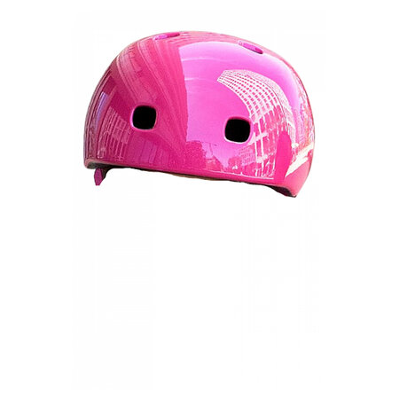 Casque Vélo et Trottinette rose brillant lumière LED intégrée Taille S