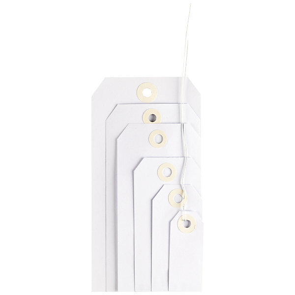 Lot de 1000: étiquette américaine cartonnée blanche avec attache métallique 100x51 mm