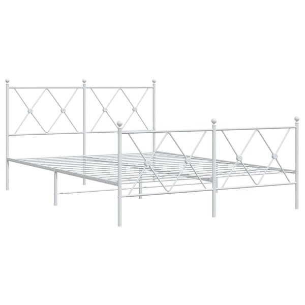 vidaXL Cadre de lit métal avec tête de lit/pied de lit blanc 140x190cm