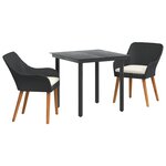 vidaXL Ensemble de jardin 3 pièces en rotin poly noir