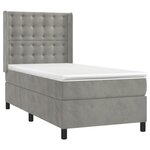 vidaXL Sommier à lattes de lit et matelas Gris clair 90x190 cm Velours