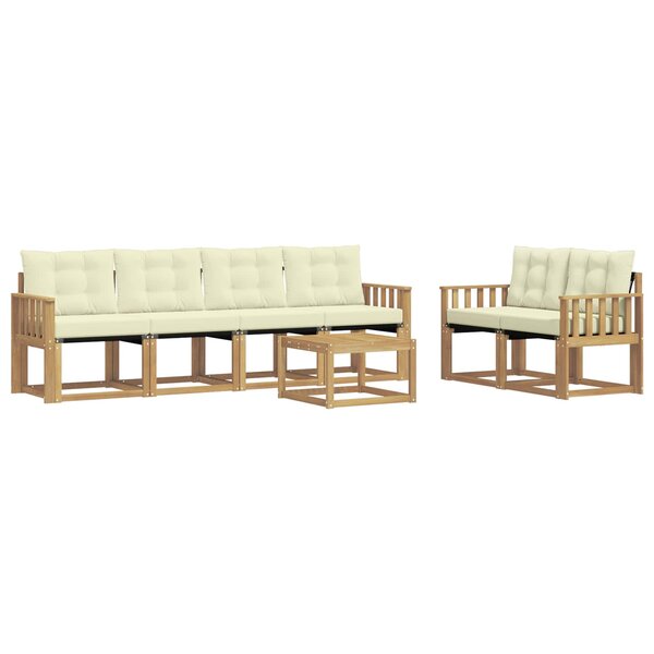 vidaXL Ensemble de canapés d'extérieur 7 Pièces Blanc et crème