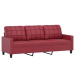 vidaXL Ensemble de canapés 3 Pièces et coussins Rouge bordeaux Similicuir