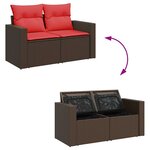 vidaXL Salon de jardin 8Pièces avec coussins marron résine tressée acacia