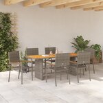 Ensemble de salle à manger de jardin vidaXL 7 pièces gris poly rattan