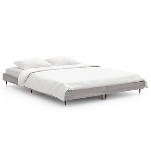 vidaXL Cadre de lit sans matelas sonoma gris 135x190 cm