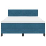 Lit Box Spring vidaXL avec Matelas & LED Bleu Foncé 140x200 cm Velours