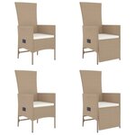vidaXL Ensemble à manger de jardin avec coussins 5Pièces Beige poly rotin