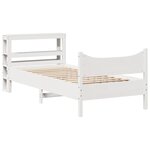 vidaXL Cadre de lit avec tête de lit blanc 90x200cm bois de pin massif