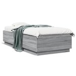 vidaXL Cadre de lit avec LED sans matelas sonoma gris 100x200 cm