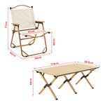 Set de table et 4 chaises de camping tissu Oxford 600D effet bois beige 03_0010694